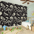 Monochrome Dinosaur Fossil Pattern Print Wall Sticker