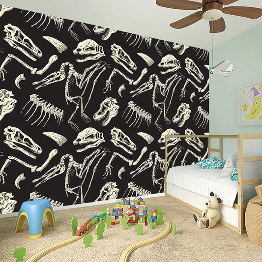 Monochrome Dinosaur Fossil Pattern Print Wall Sticker