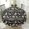 Monochrome Dinosaur Fossil Pattern Print Waterproof Round Tablecloth