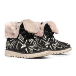 Monochrome Dinosaur Fossil Pattern Print Winter Boots