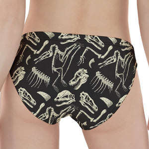 Monochrome Dinosaur Fossil Pattern Print Women's Panties