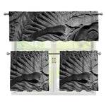 Monochrome Dinosaur Fossil Print 3 Piece Kitchen Curtains