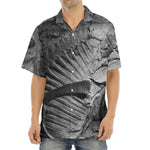 Monochrome Dinosaur Fossil Print Aloha Shirt