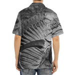 Monochrome Dinosaur Fossil Print Aloha Shirt