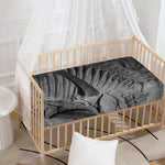 Monochrome Dinosaur Fossil Print Baby Crib Sheet