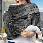 Monochrome Dinosaur Fossil Print Baby Seat Cover