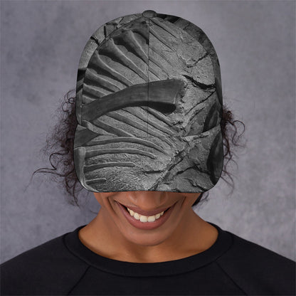 Monochrome Dinosaur Fossil Print Baseball Cap