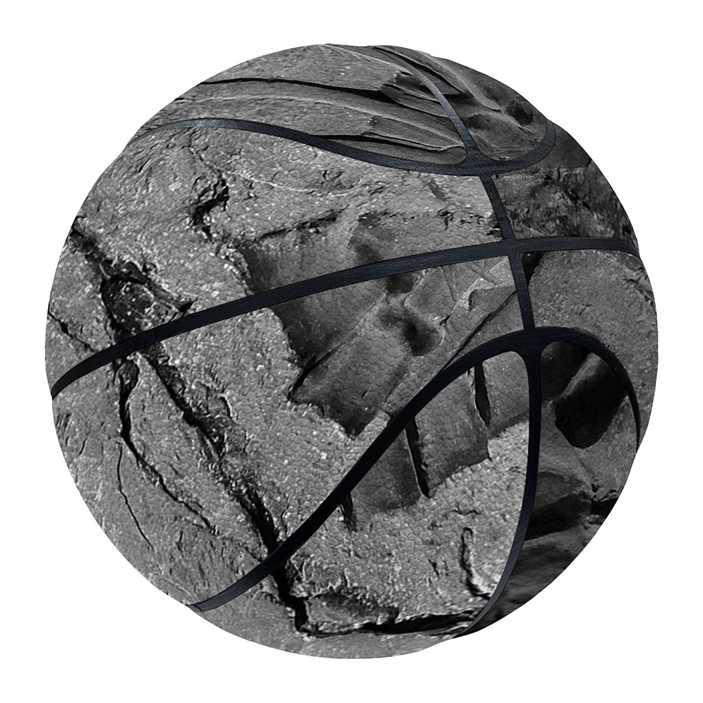 Monochrome Dinosaur Fossil Print Basketball
