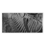 Monochrome Dinosaur Fossil Print Beach Towel