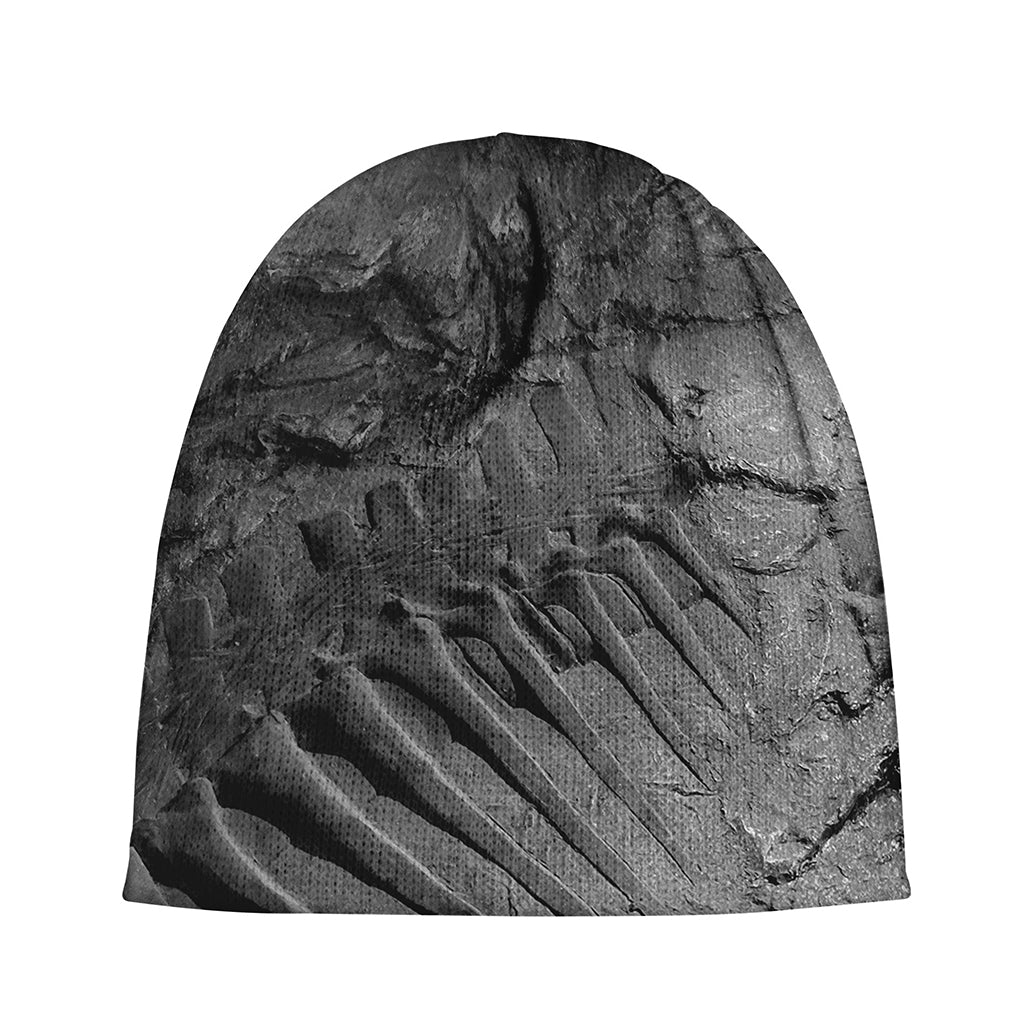 Monochrome Dinosaur Fossil Print Beanie