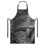 Monochrome Dinosaur Fossil Print Bib Apron With Pocket