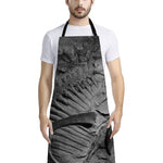 Monochrome Dinosaur Fossil Print Bib Apron With Pocket
