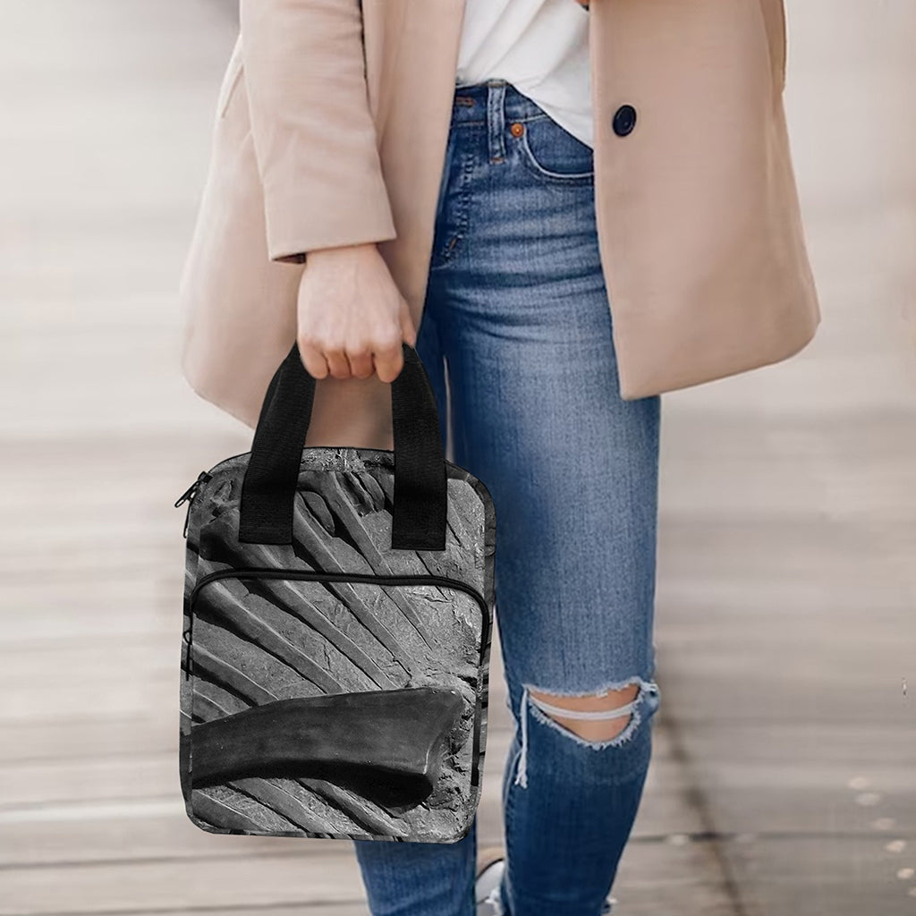 Monochrome Dinosaur Fossil Print Bible Tote Bag
