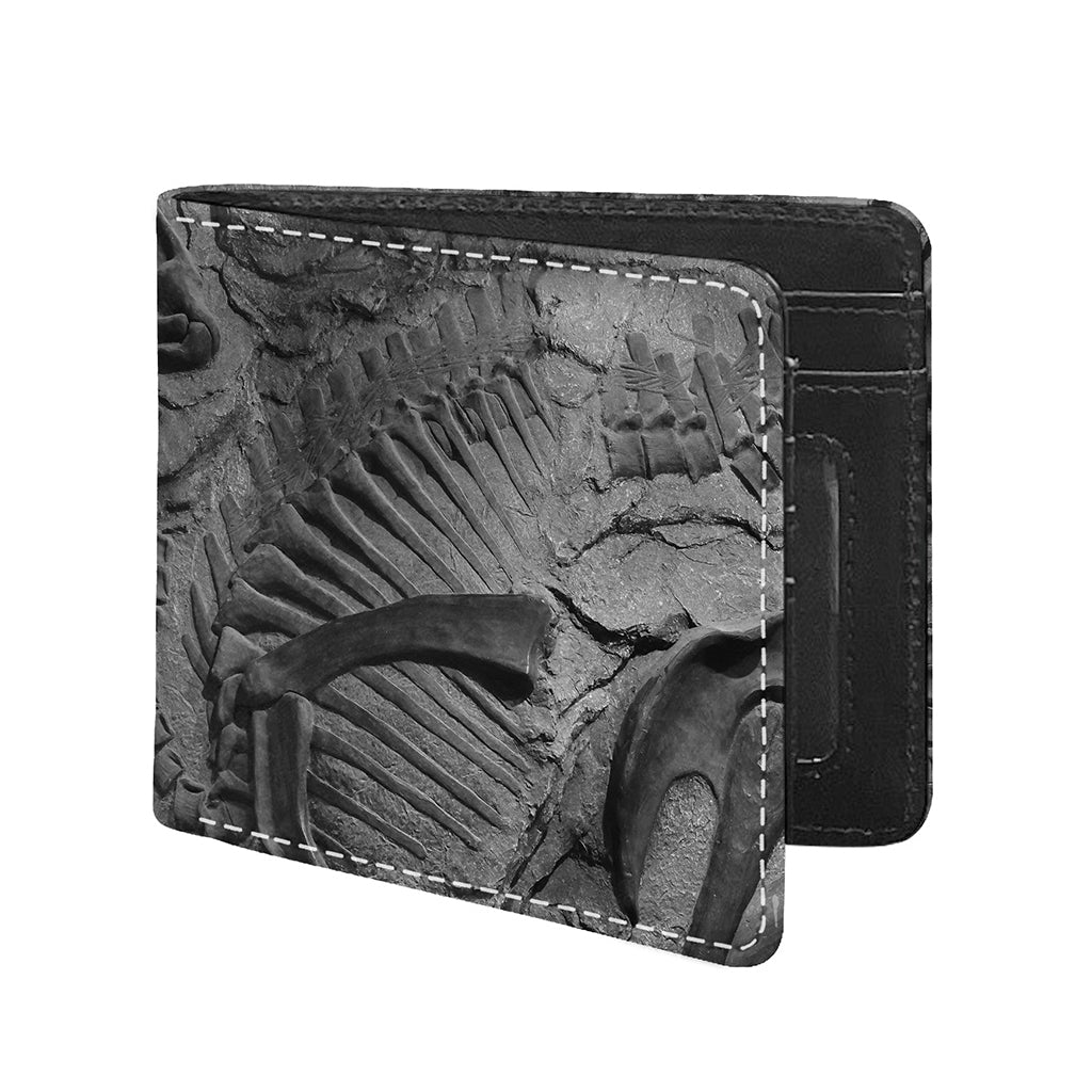 Monochrome Dinosaur Fossil Print Bifold Wallet