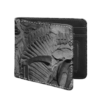 Monochrome Dinosaur Fossil Print Bifold Wallet