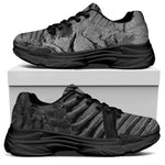 Monochrome Dinosaur Fossil Print Black Chunky Shoes