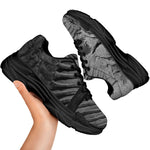 Monochrome Dinosaur Fossil Print Black Chunky Shoes