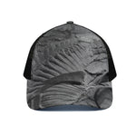 Monochrome Dinosaur Fossil Print Black Mesh Trucker Cap