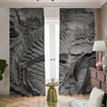 Monochrome Dinosaur Fossil Print Dimout Pencil Pleat Curtains