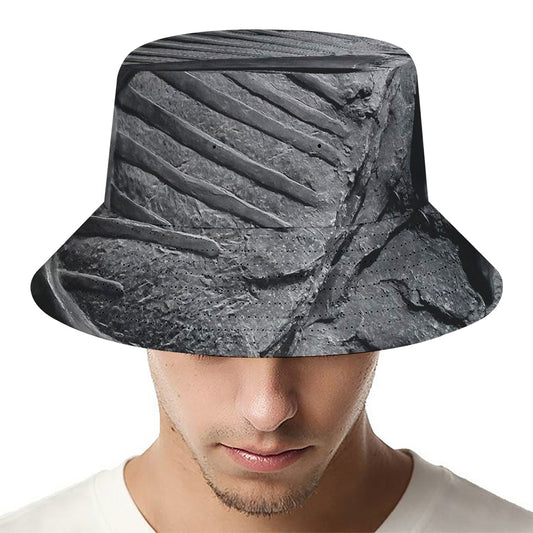 Monochrome Dinosaur Fossil Print Bucket Hat