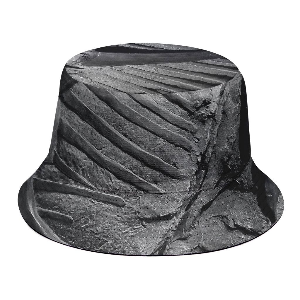 Monochrome Dinosaur Fossil Print Bucket Hat