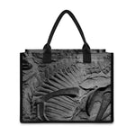 Monochrome Dinosaur Fossil Print Canvas Tote Bag