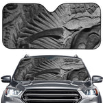 Monochrome Dinosaur Fossil Print Car Windshield Sun Shade