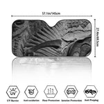 Monochrome Dinosaur Fossil Print Car Windshield Sun Shade