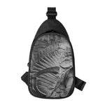 Monochrome Dinosaur Fossil Print Chest Bag