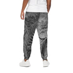 Monochrome Dinosaur Fossil Print Cotton Pants