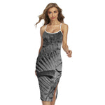 Monochrome Dinosaur Fossil Print Cross Back Cami Dress