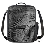 Monochrome Dinosaur Fossil Print Crossbody Lunch Bag