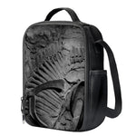 Monochrome Dinosaur Fossil Print Crossbody Lunch Bag