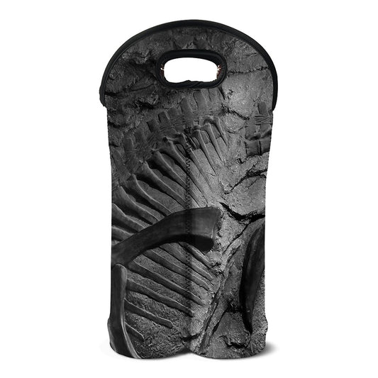 Monochrome Dinosaur Fossil Print Double Neoprene Wine Tote