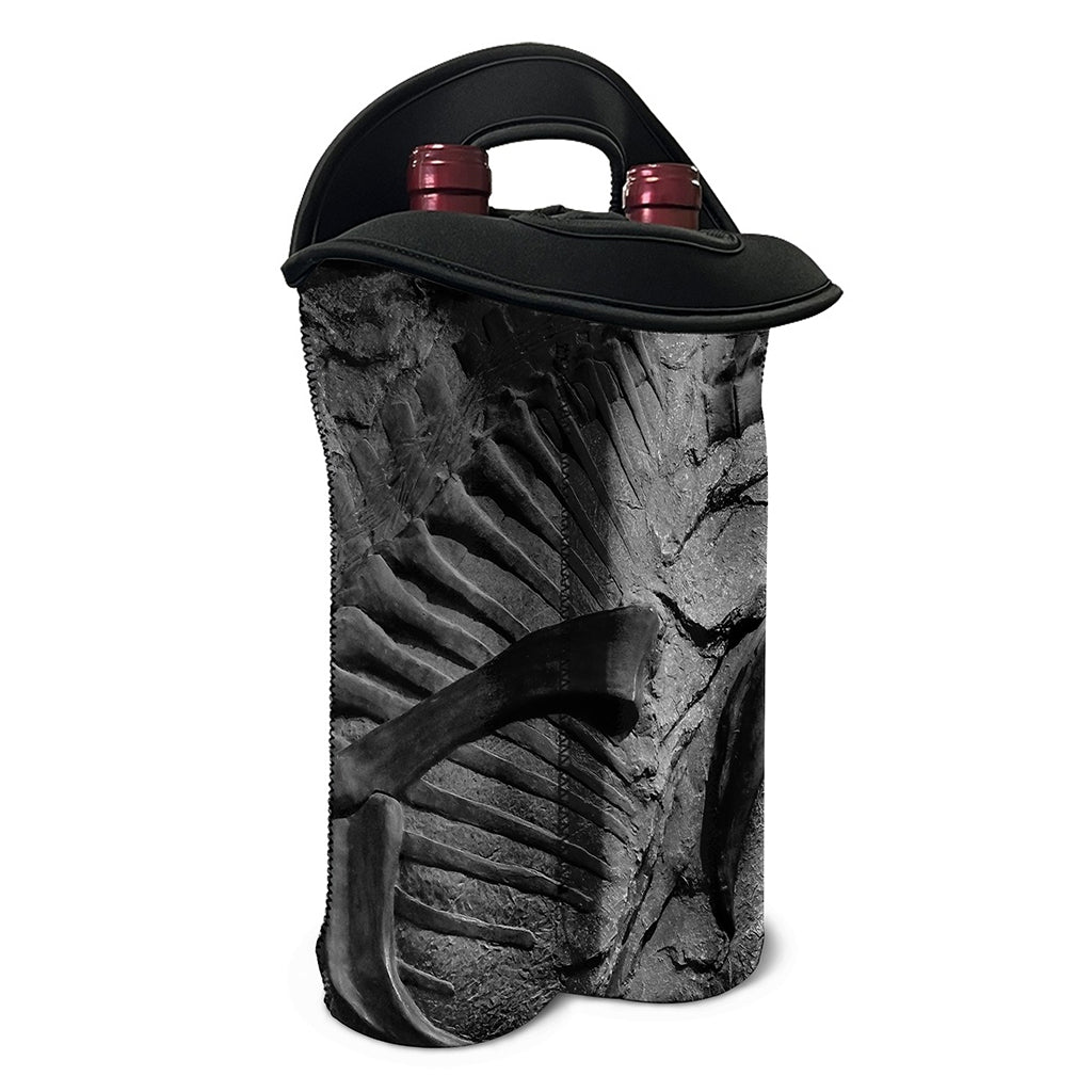 Monochrome Dinosaur Fossil Print Double Neoprene Wine Tote