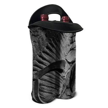 Monochrome Dinosaur Fossil Print Double Neoprene Wine Tote