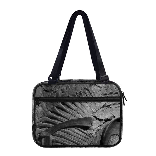 Monochrome Dinosaur Fossil Print Double Strap Bible Bag