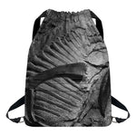 Monochrome Dinosaur Fossil Print Drawstring Backpack