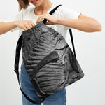 Monochrome Dinosaur Fossil Print Drawstring Backpack
