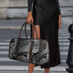 Monochrome Dinosaur Fossil Print Duffle Bag