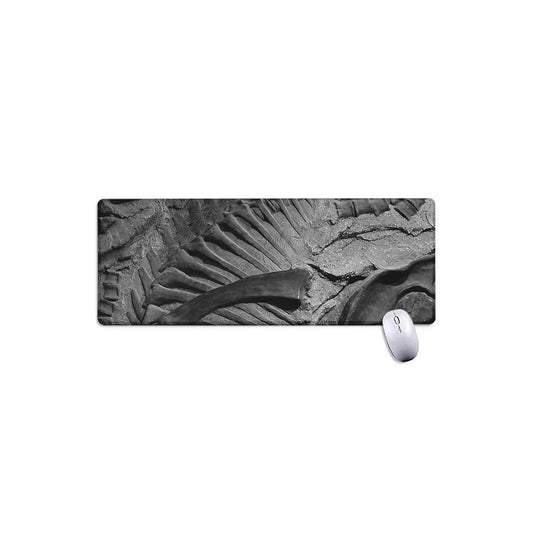 Monochrome Dinosaur Fossil Print Extended Mouse Pad