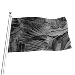 Monochrome Dinosaur Fossil Print Flag