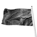 Monochrome Dinosaur Fossil Print Flag