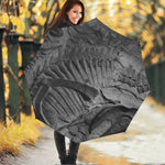 Monochrome Dinosaur Fossil Print Foldable Umbrella