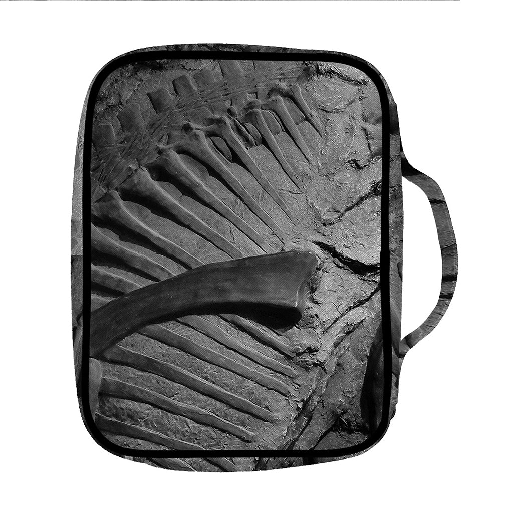 Monochrome Dinosaur Fossil Print Front Pocket Bible Bag