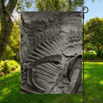 Monochrome Dinosaur Fossil Print Garden Flag