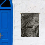 Monochrome Dinosaur Fossil Print Garden Flag