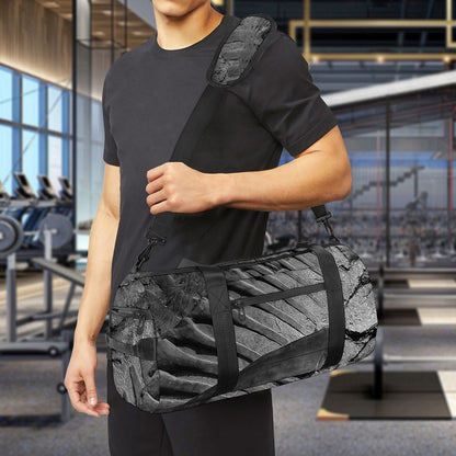Monochrome Dinosaur Fossil Print Gym Bag