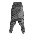 Monochrome Dinosaur Fossil Print Hammer Pants
