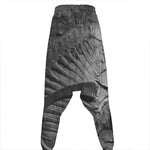 Monochrome Dinosaur Fossil Print Hammer Pants
